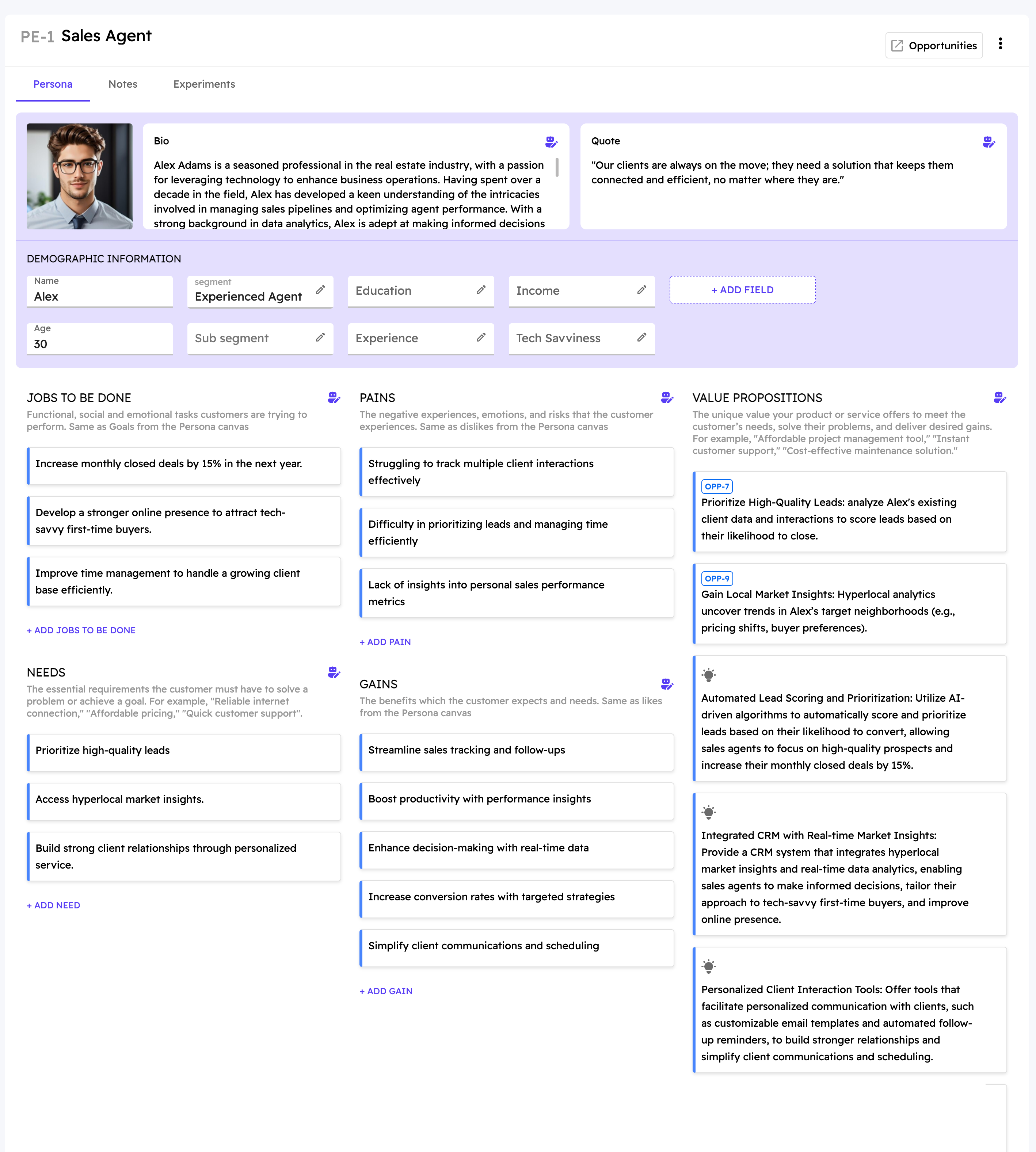 Shorter Loop User Persona Canvas
