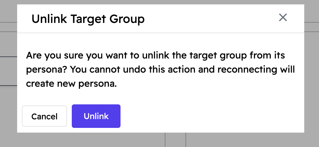 Unlink confirmation dialog